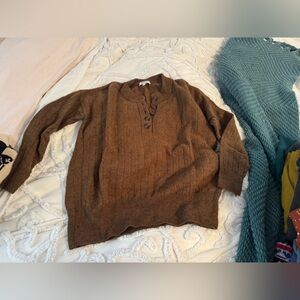 Madewell Tan Henley Sweater Sz XS